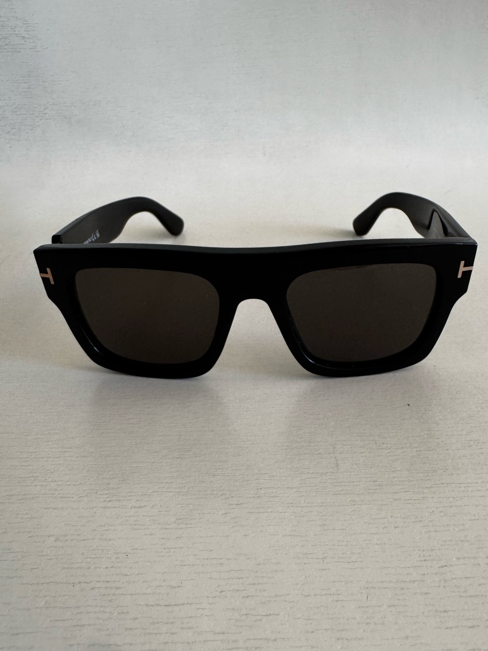 Tom Ford Black Square Sunglasses with Subtle Gold Detail